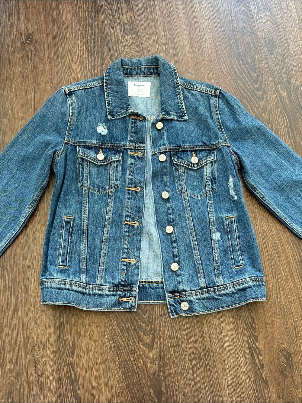 Old Navy Blue Distressed Denim Jean Jacket